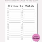 Movies To Watch Tracker Printable Movies Tracker Movies To Watch 