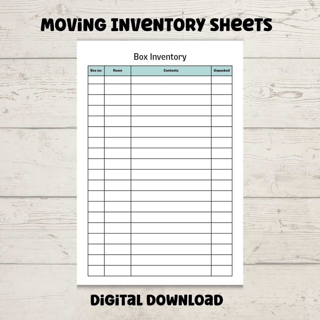 Moving Box Inventory List Keep Track Of What Is In Each Box Etsy