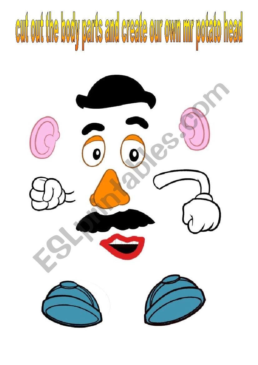 Mr Potato Head Extra Body Parts Bu0026W Version Included ESL Worksheet By Rudiwals
