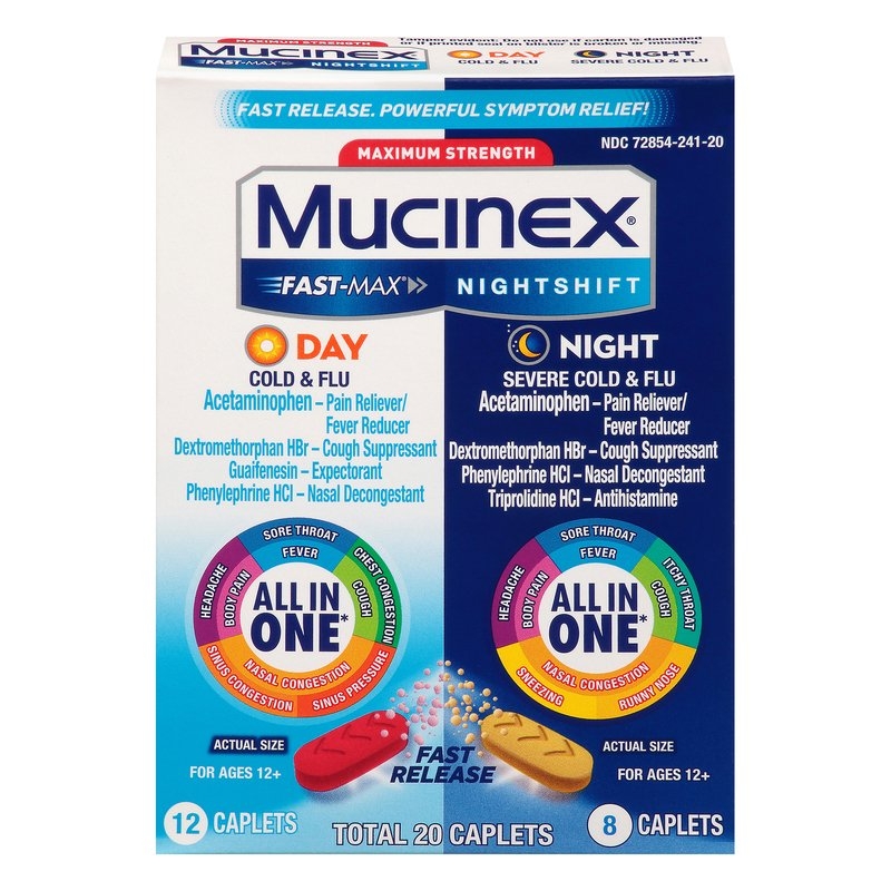 Mucinex Fast Max Day Cold Flu Nightshift Multi symptom U0026 Fever Health U0026 Wellness Shop Your Navy Exchange Official Site