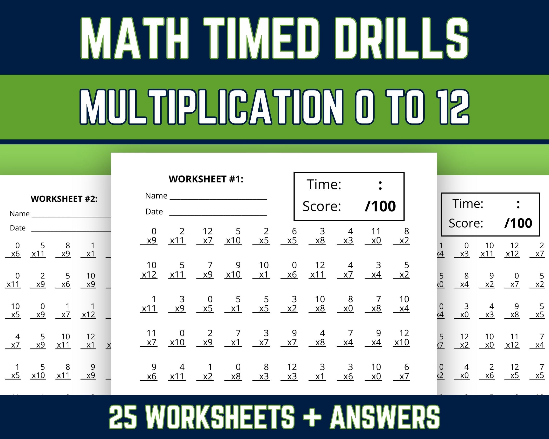 Multiplication Facts 0 To 12 Worksheets Multiplying Practice 