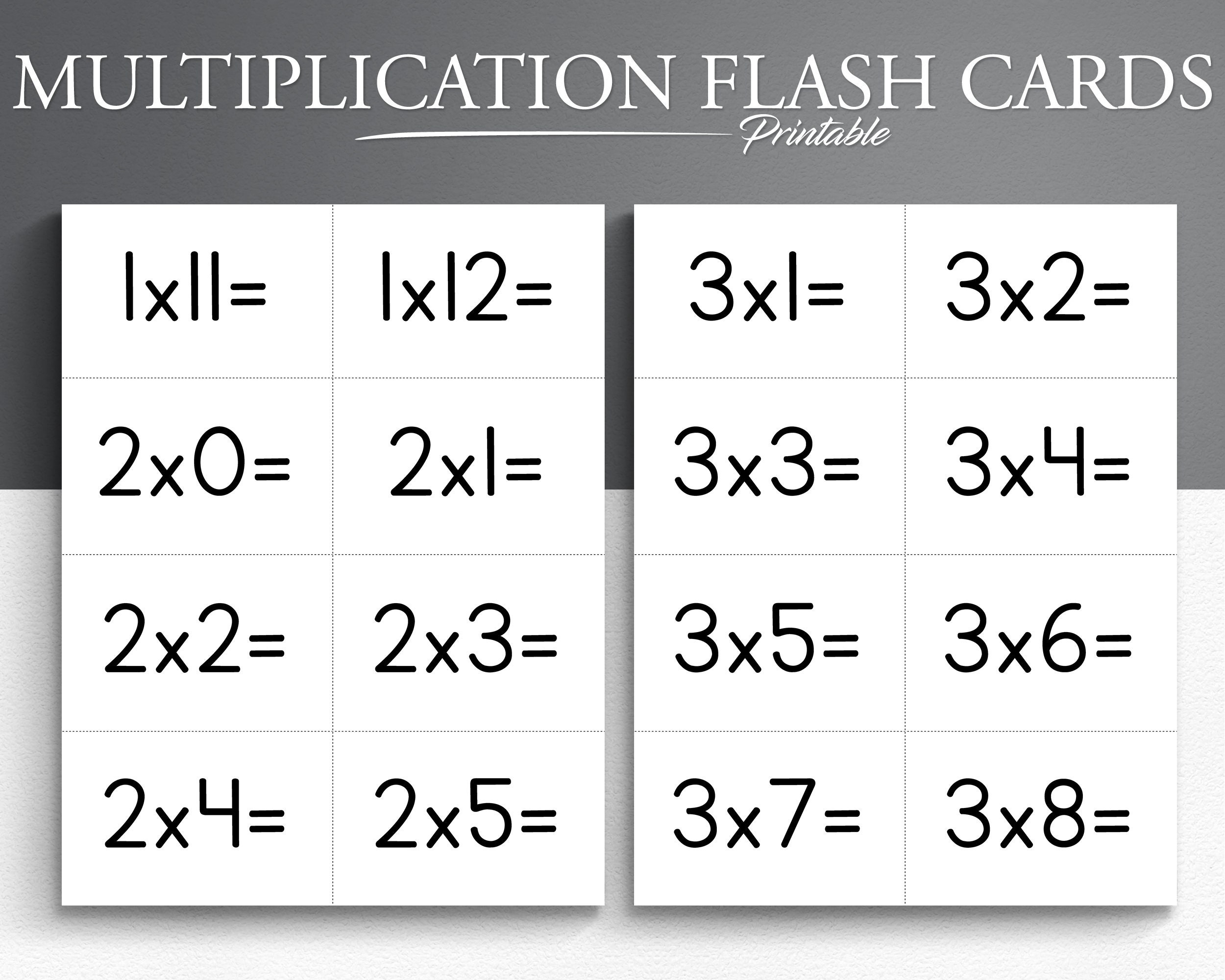 Multiplication Flash Cards 0 15 Etsy