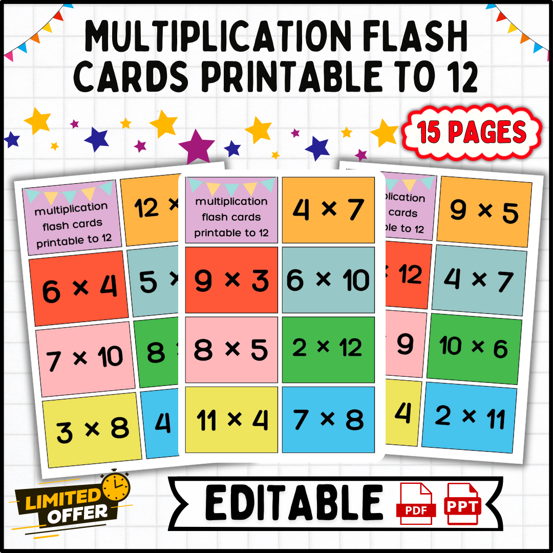 multiplication flash cards printable
