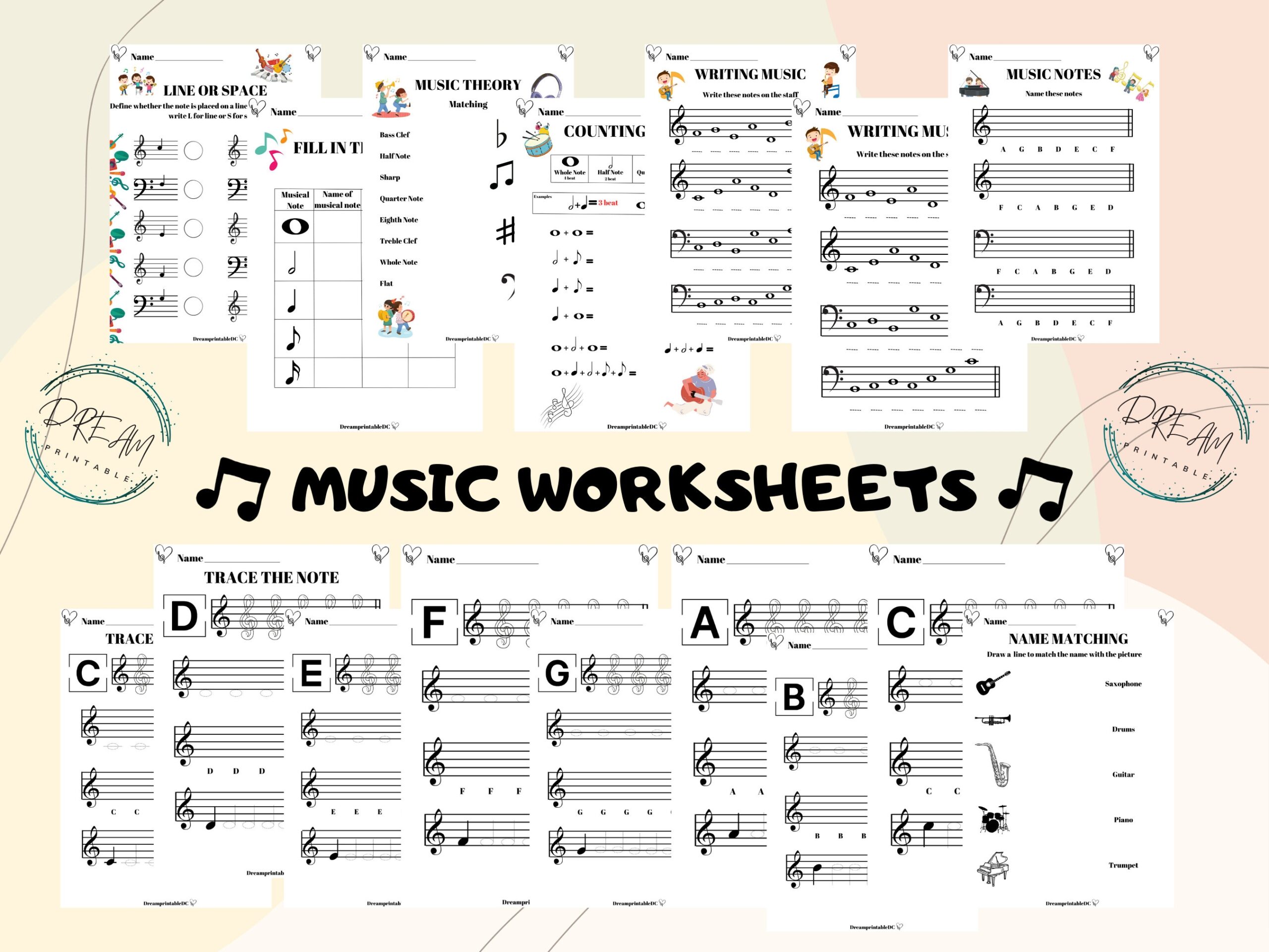 Music Worksheets Printable Worksheet Music Education Music Theory Homeschool Music Printable Music Lessons Piano Lessons Note Rhythm Etsy