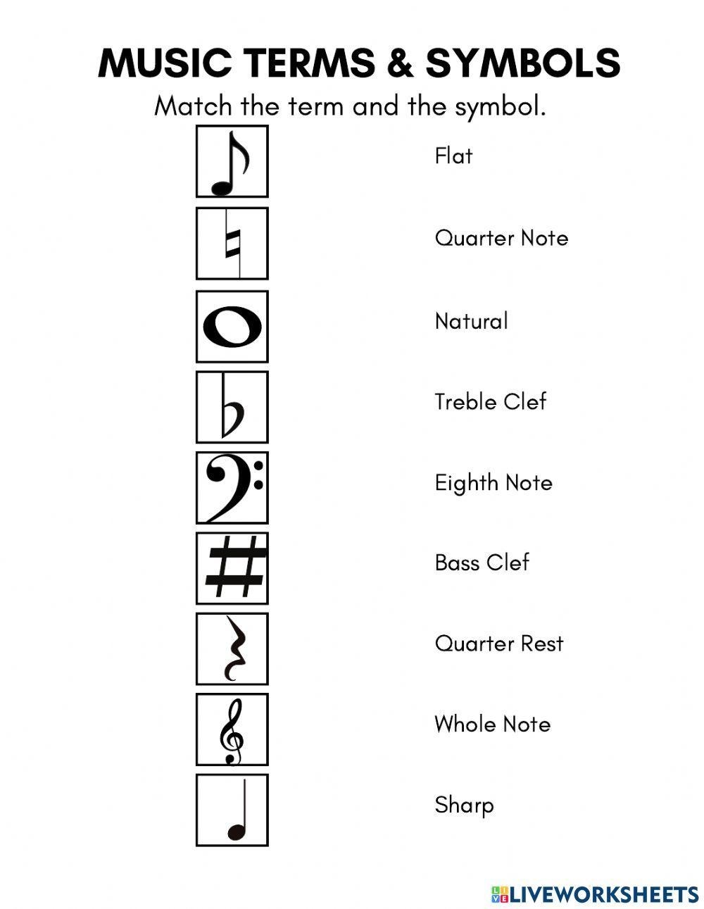 Musical Terms And Symbols Worksheet Live Worksheets Worksheets 