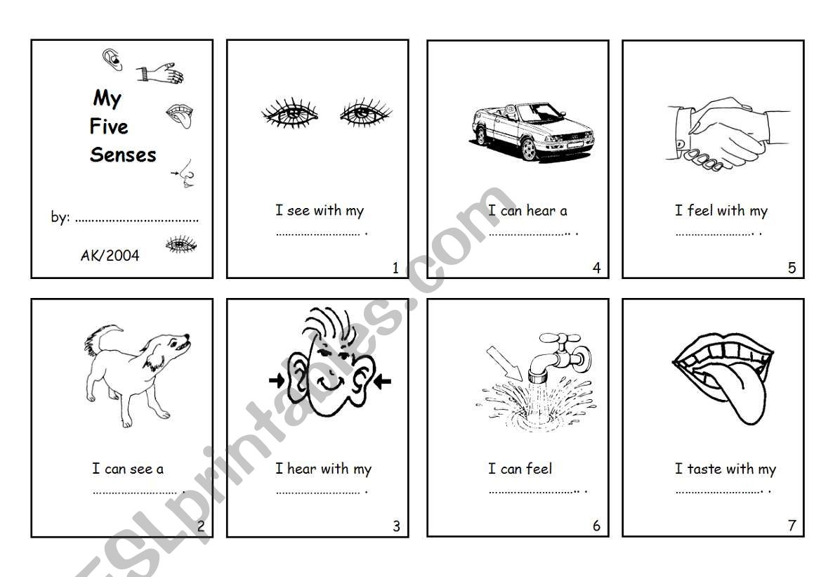 My 5 Senses Minibook ESL Worksheet By Marylin