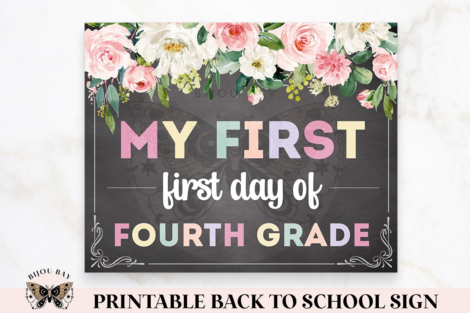 My First Day Of Fourth Grade Printable School Sign