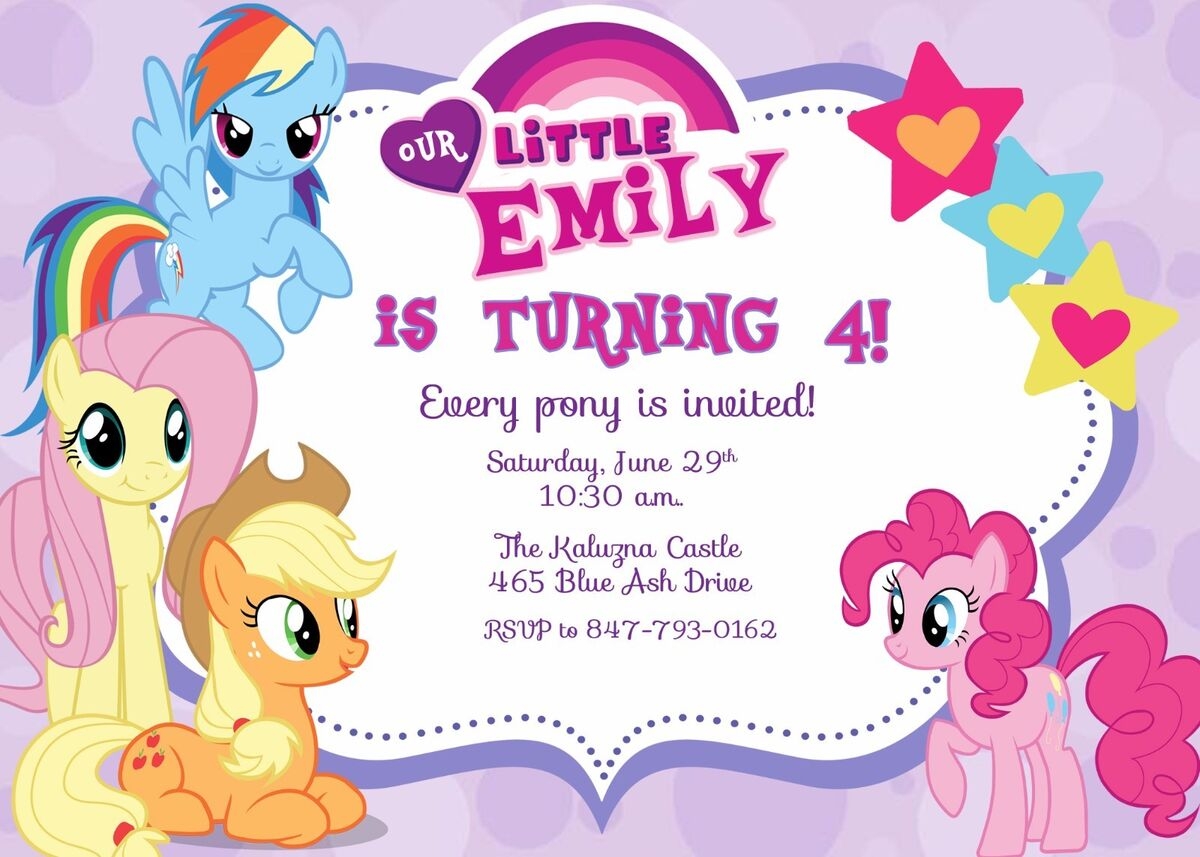 My Little Pony MLP Birthday Invitation Party Invite Pony Invitation EBay