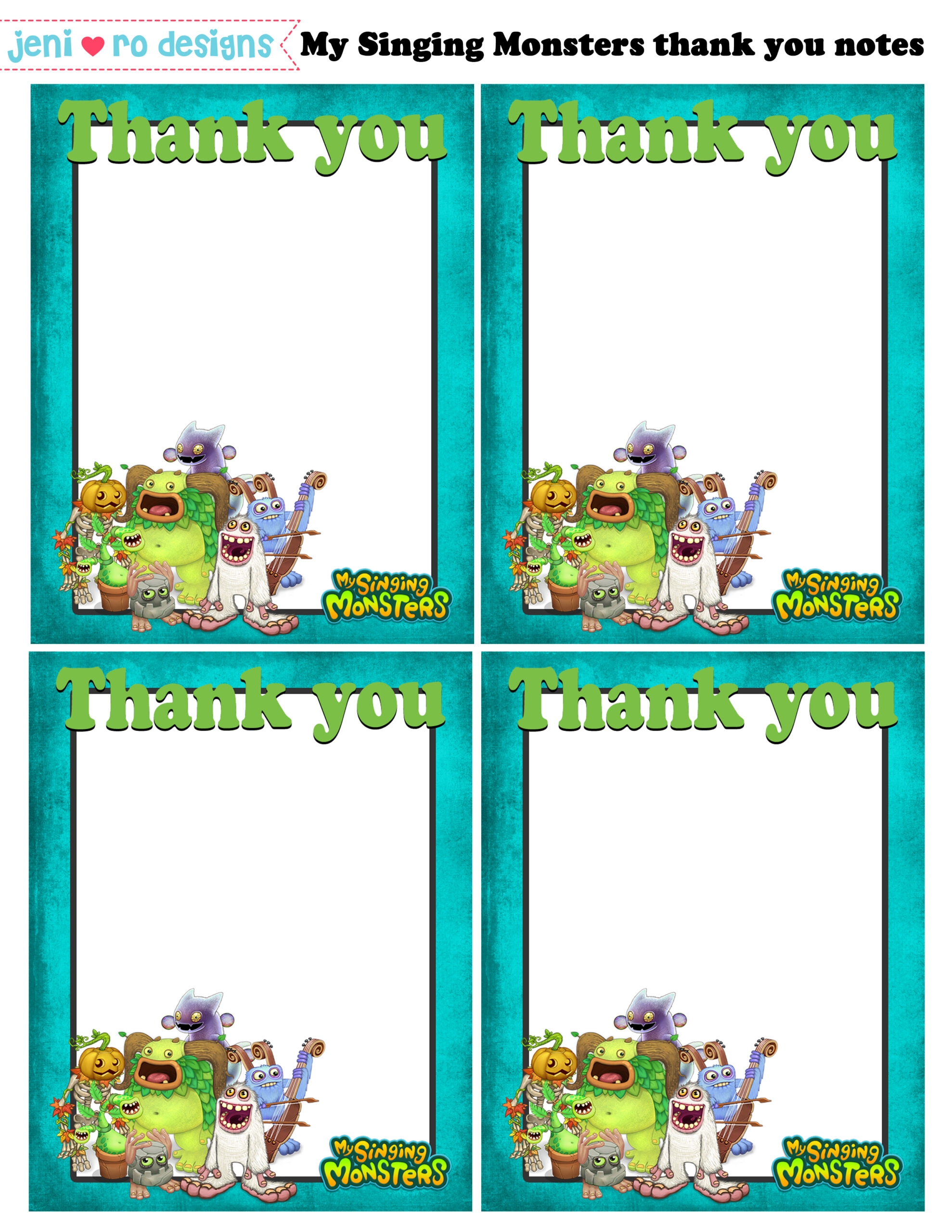 free monster party printables