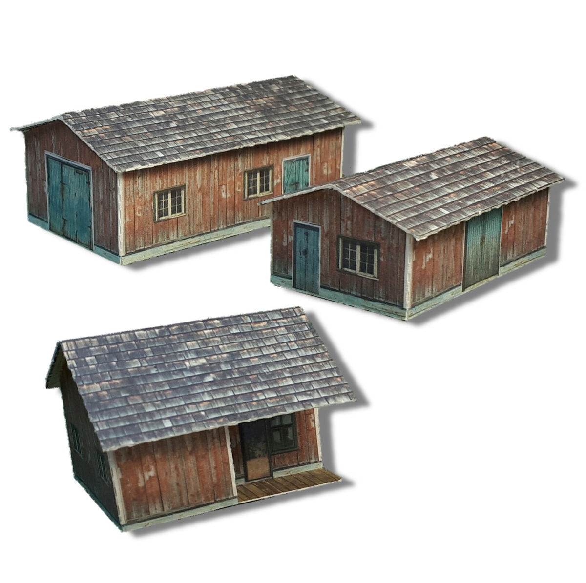N Scale Buildings Kit 3 Weathered Effect Sheds Coverstock Model Kit WS3N EBay