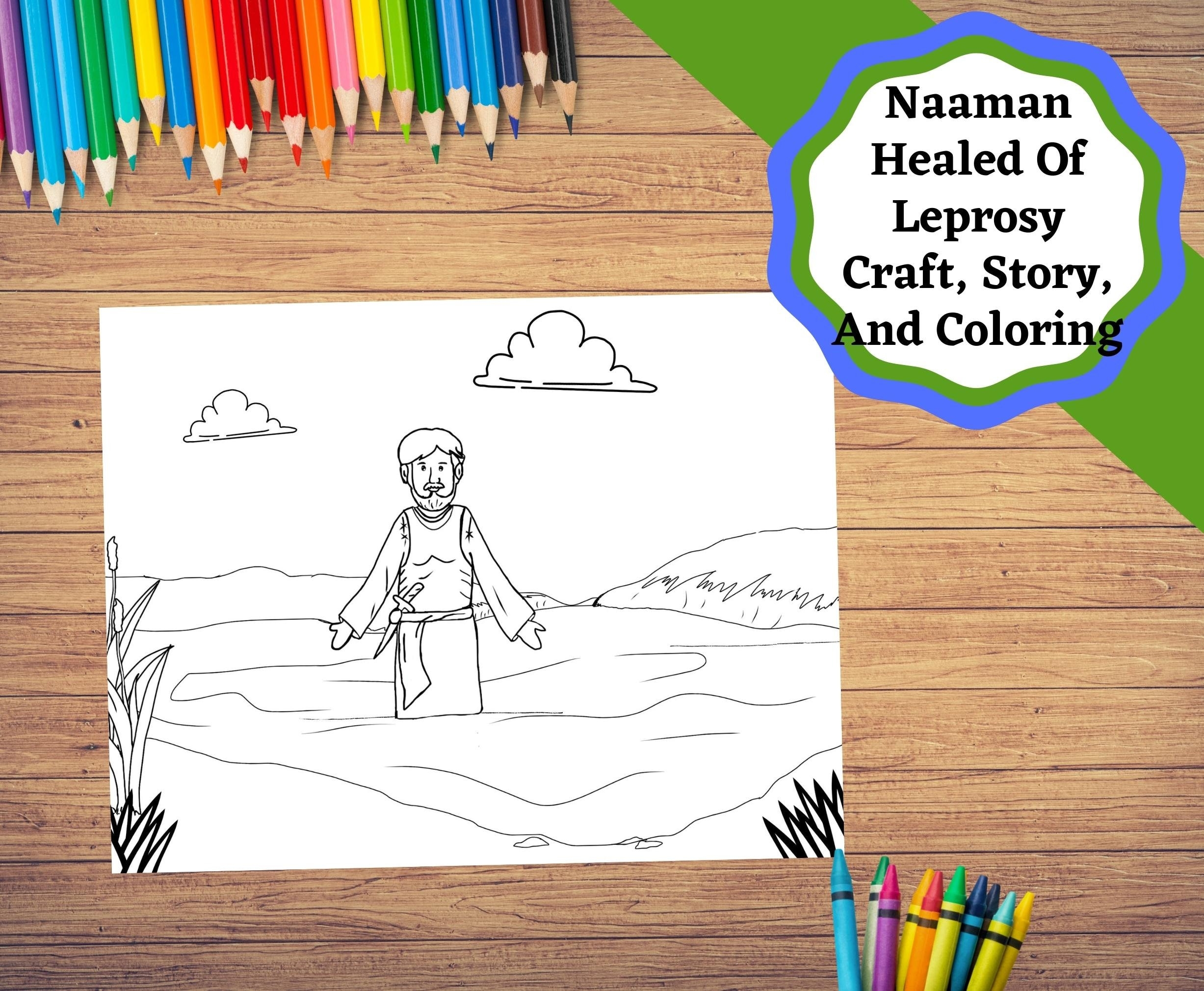 Naaman Healed Of Leprosy Printable Craft Story And Coloring 