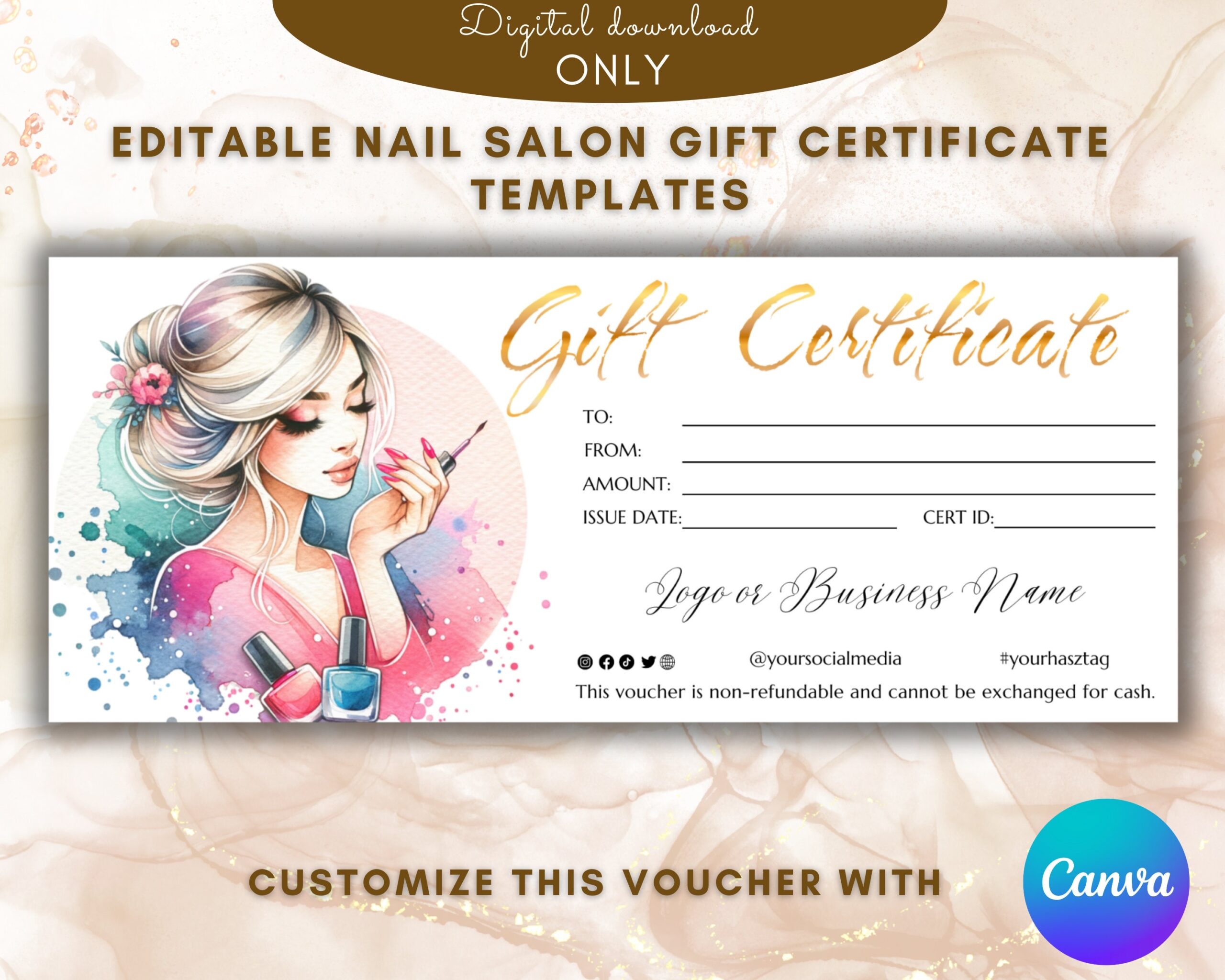 Nail Salon Gift Certificate Template Elegant Manicure Gift Card 