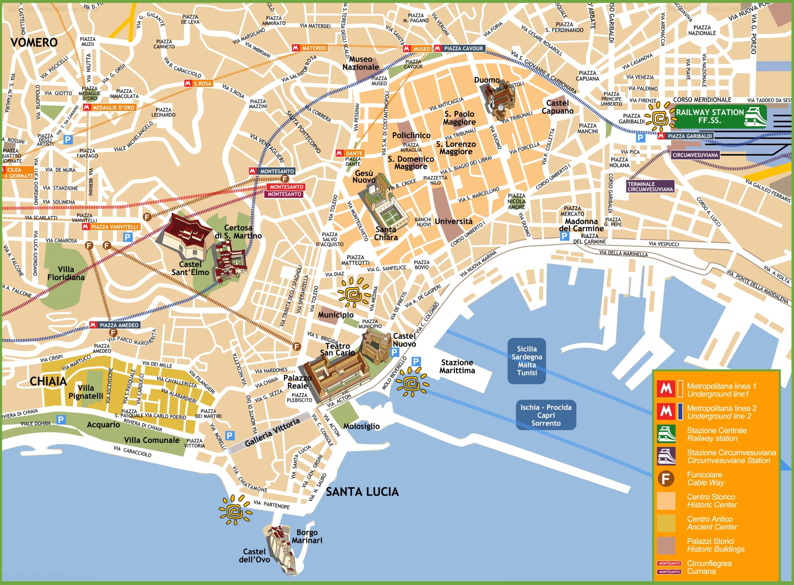 Naples Tourist Attractions Map Ontheworldmap