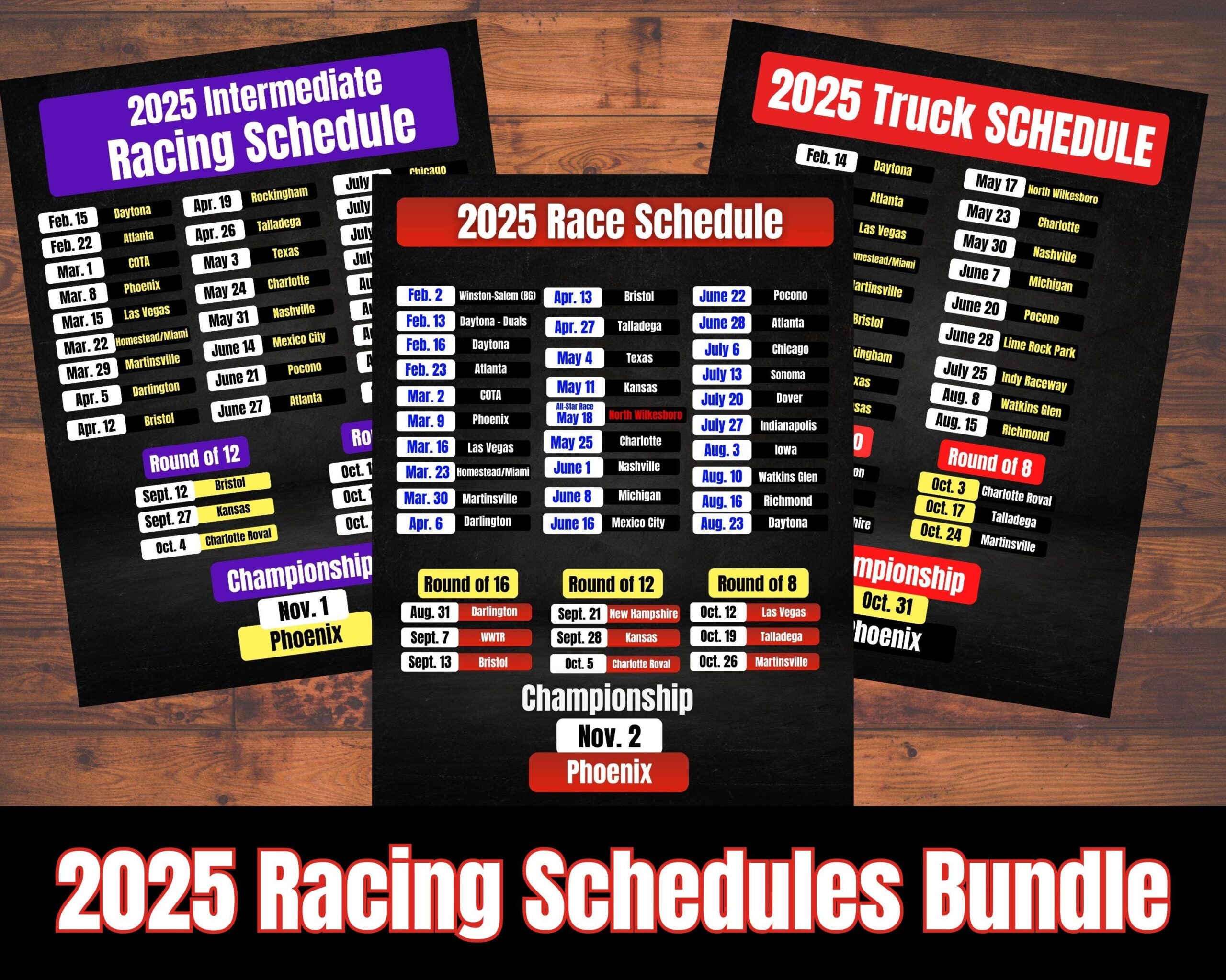 Nascar Race Schedule Etsy