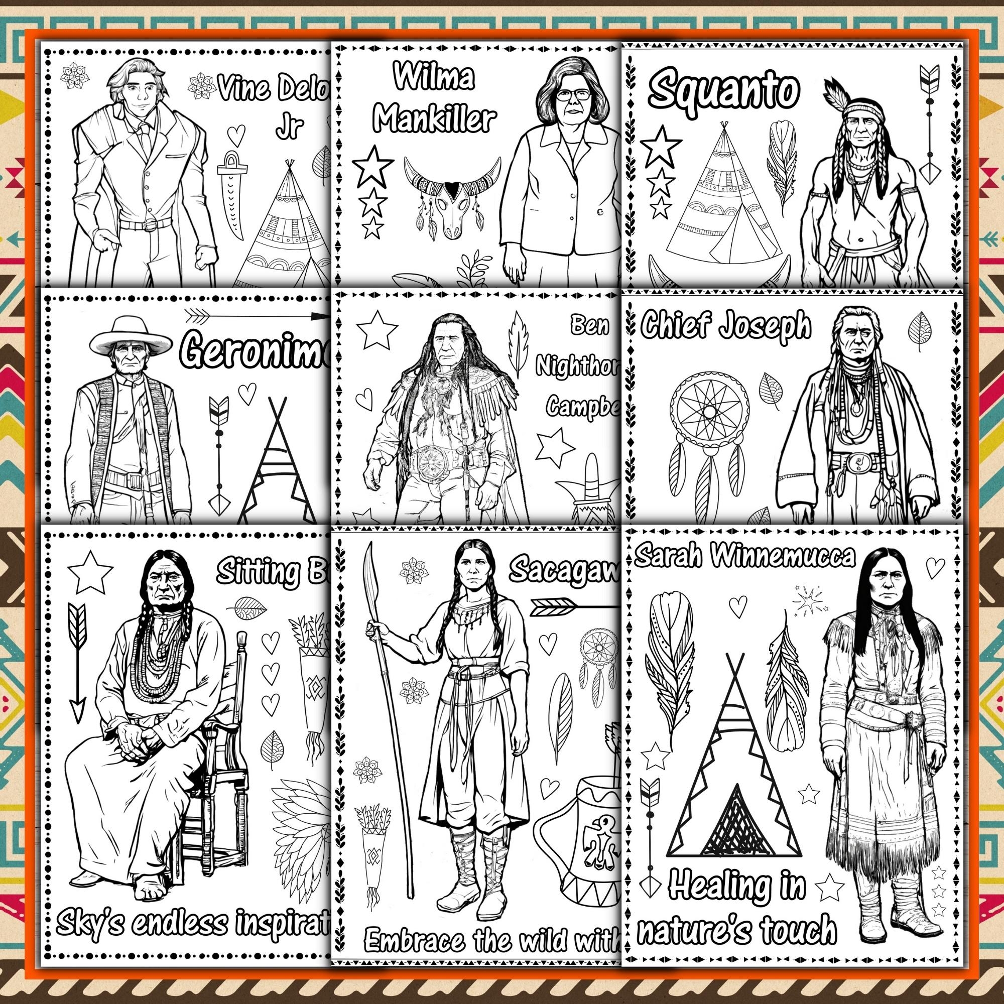 Native American Heritage Month Coloring Pages 12 Leaders Coloring Sheets K 2