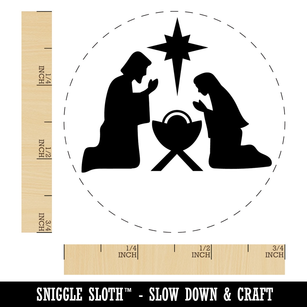 Nativity Scene Silhouette Christmas Baby Jesus Christianity Religious Rubber Stamp For Stamping Crafting Planners