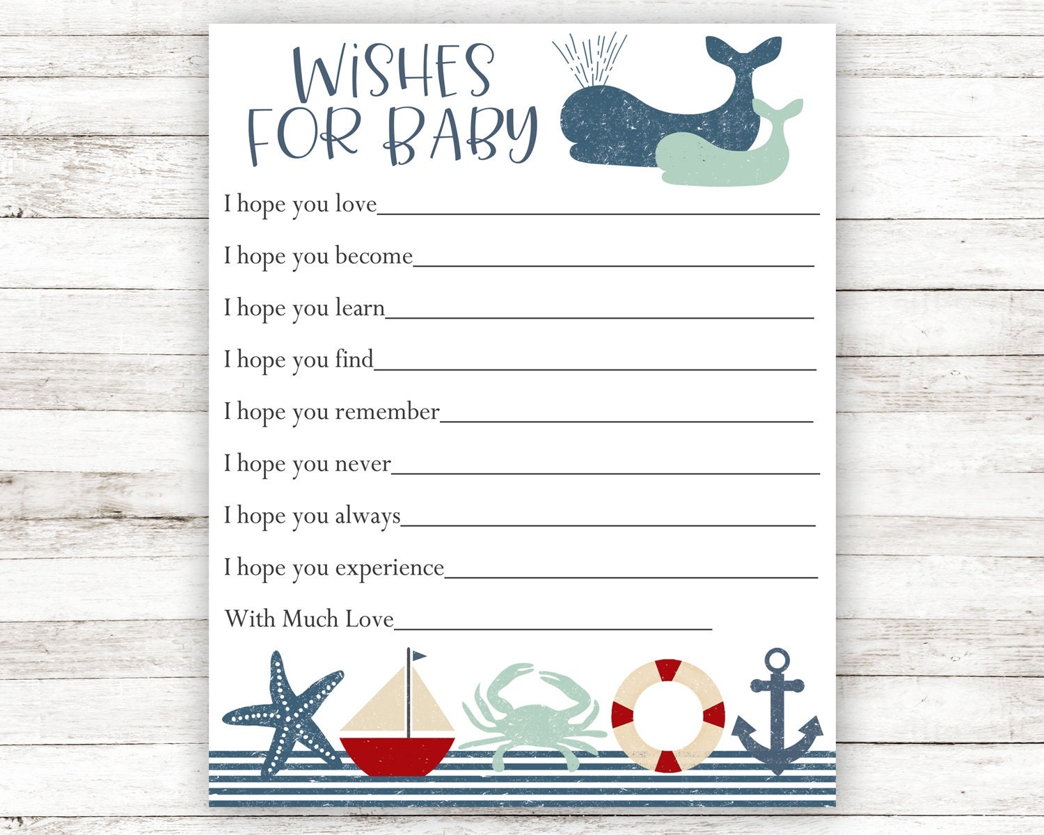 Nautical Wishes For Baby Baby Shower Advice Cards Wishes For 
