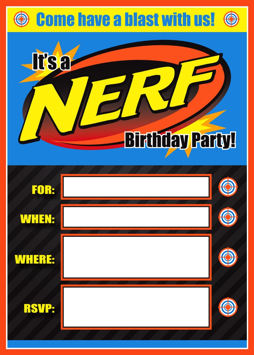 free printable nerf invitations