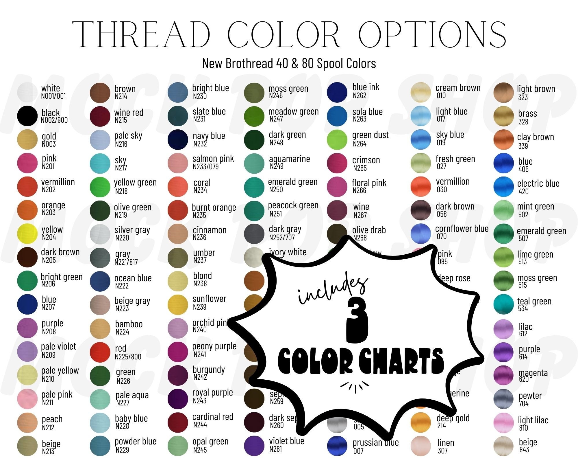 New Brothread 40 Brother 80 Janome Thread Colors Editable Embroidery Thread Color Chart Canva Template Etsy