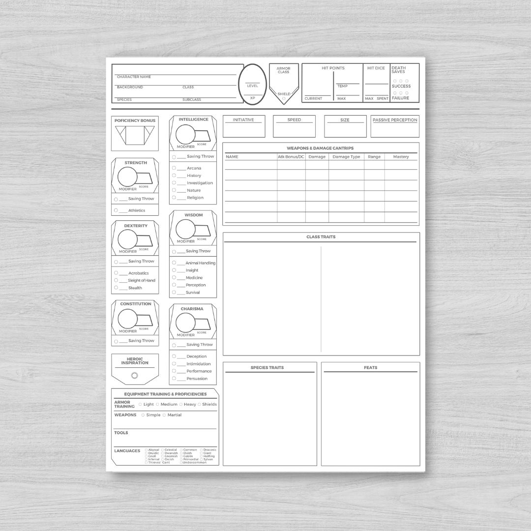 dnd character sheet printable