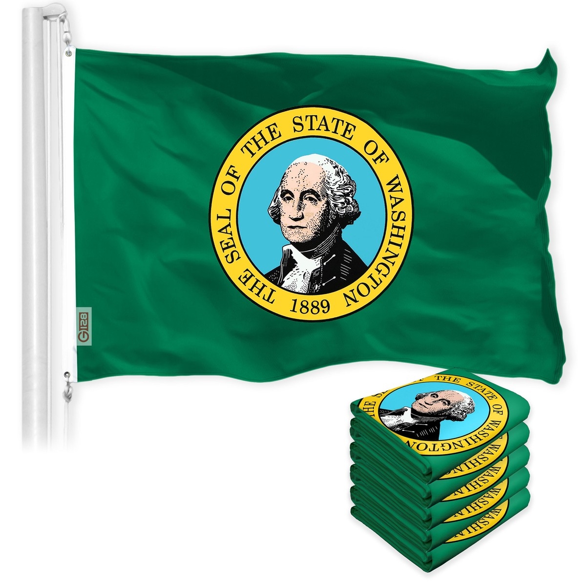 NEW G128 Washington State Flag 5 Pack 3x5 FT Printed 150D Polyester