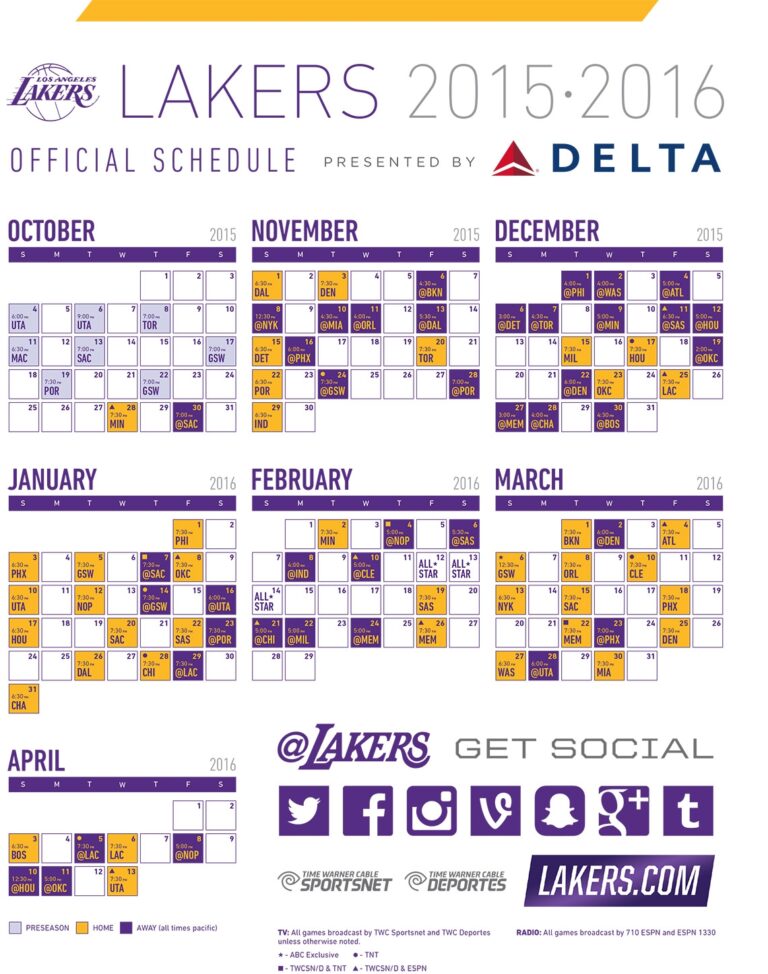 New Look Lakers Announce 2018 19 Regular Season Schedule LATF Worksheets Library
