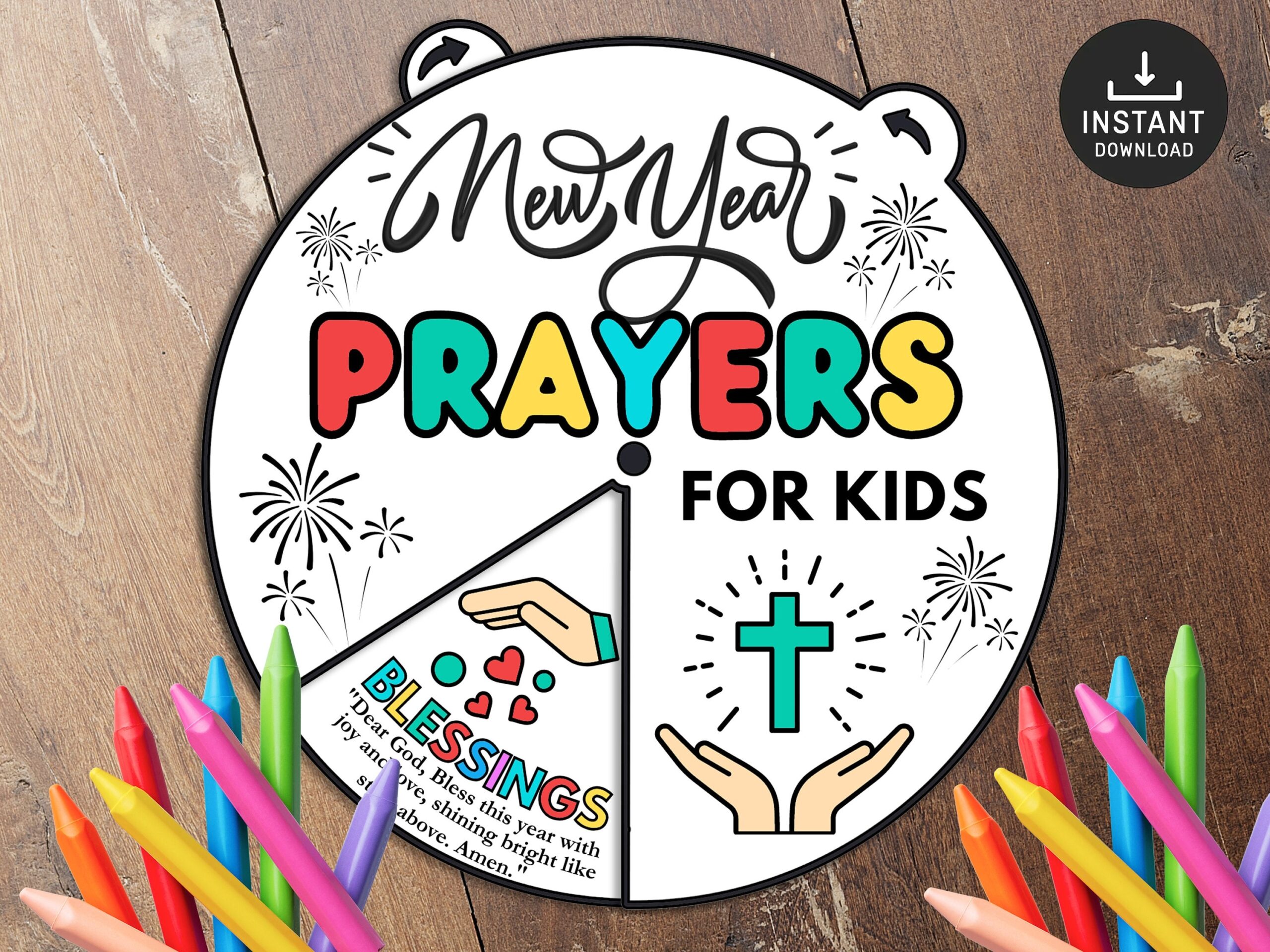 New Year Prayers Coloring Wheel Bible Activity Memory Game Sunday School Coloring Spinner New Year Craft Activity Prayer Wheel Prayers Etsy