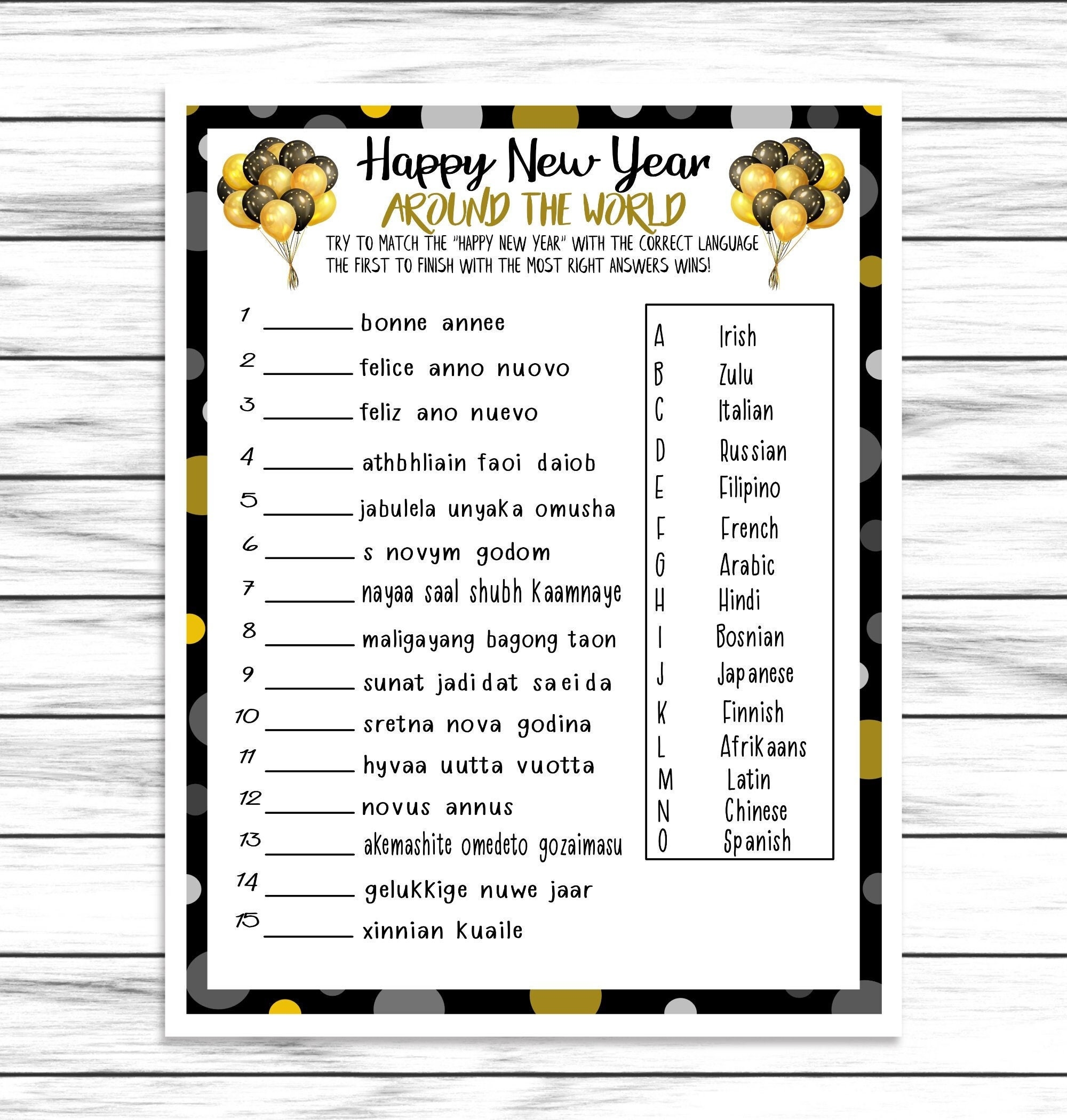 New Years Trivia Quiz Game Printable Or Virtual Holiday Party 