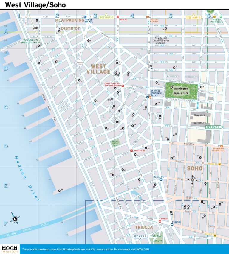 New York City Map West Village And Soho Moon Travel Guides