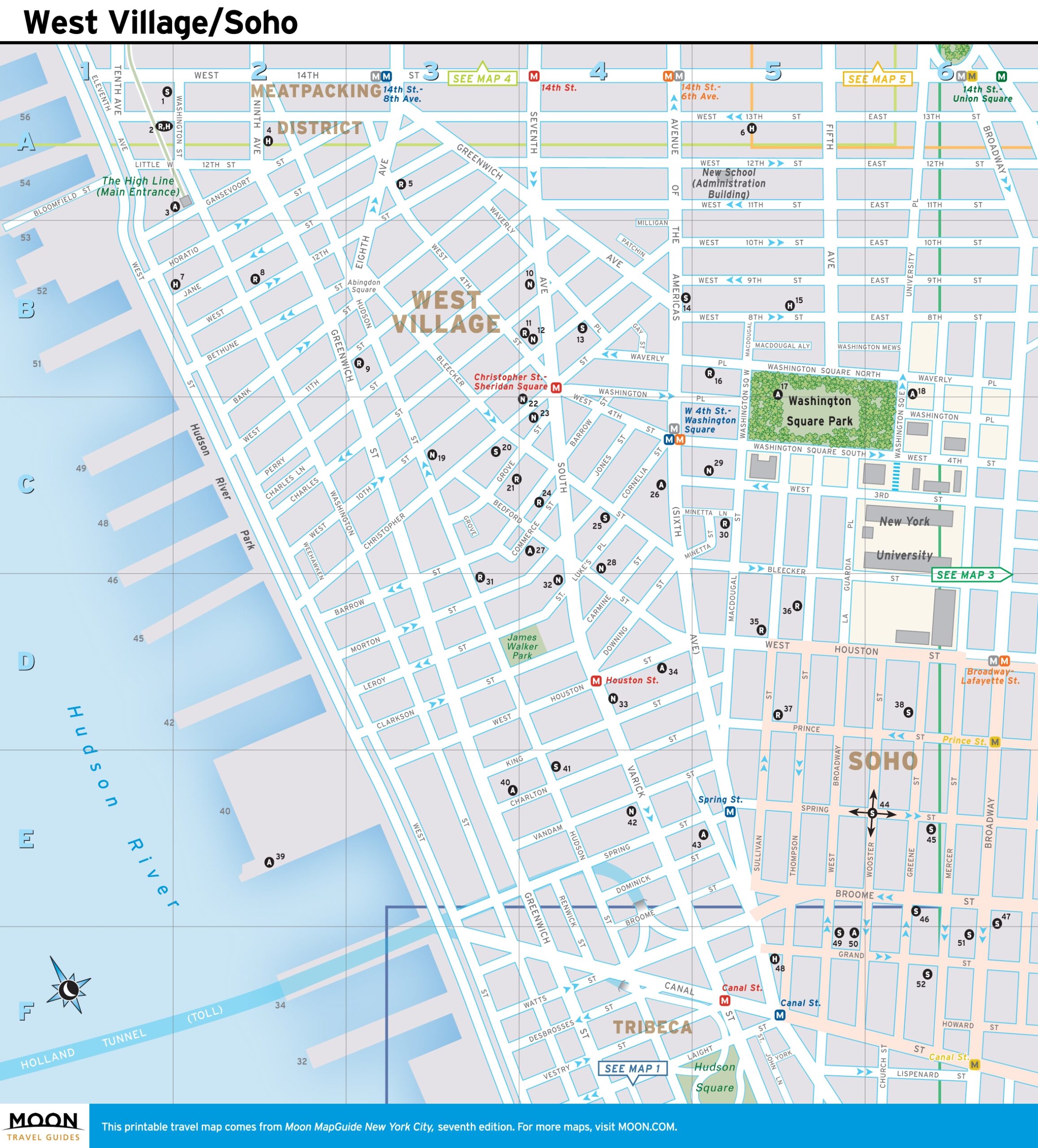 New York City Map West Village And Soho Moon Travel Guides