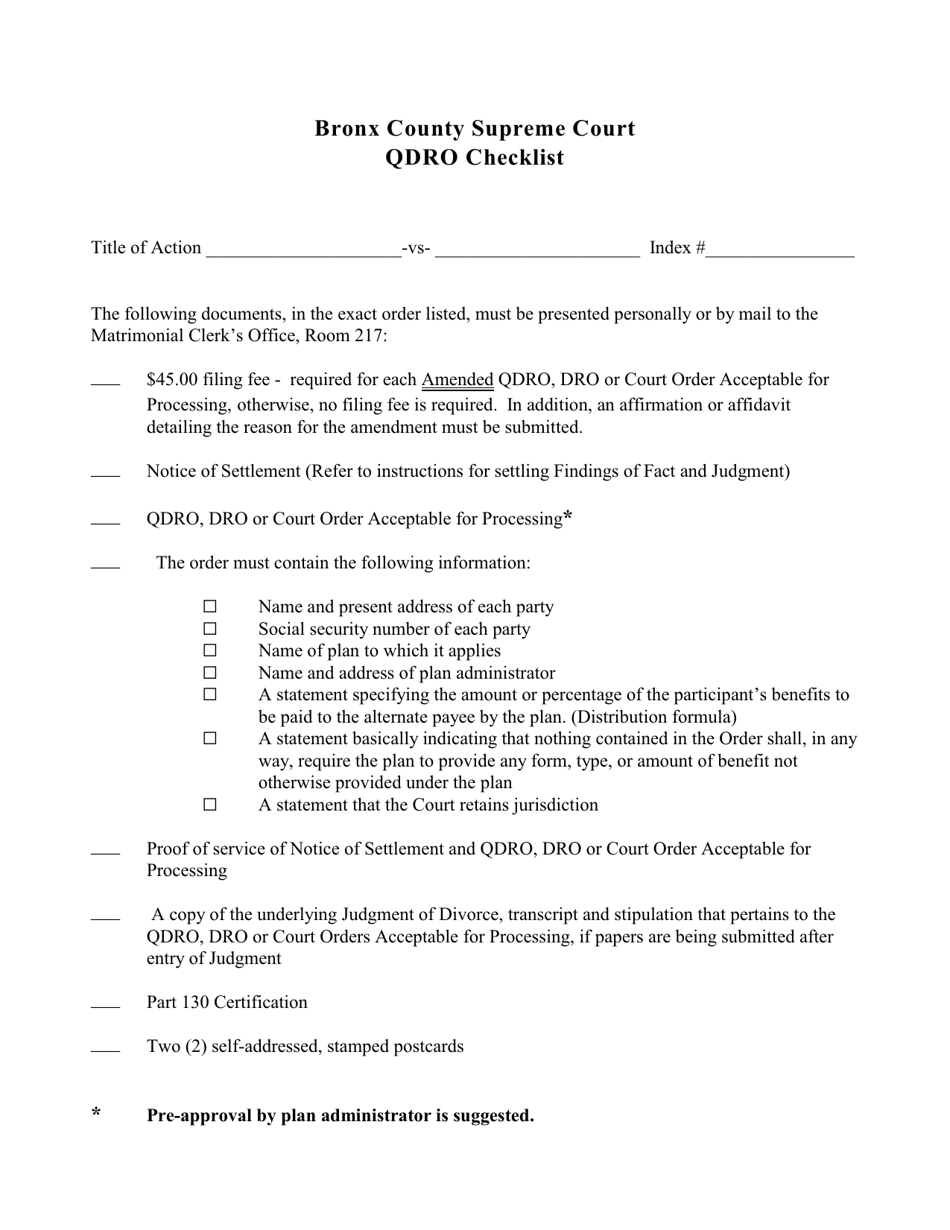 New York Qdro Checklist Fill Out Sign Online And Download PDF 