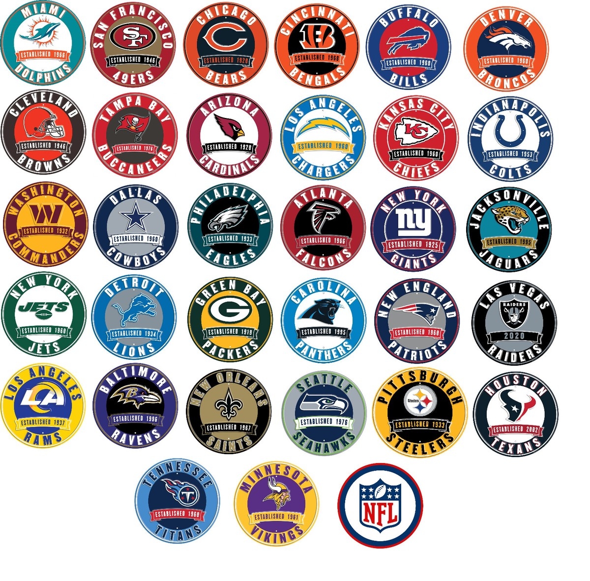 printable list of nfl teams