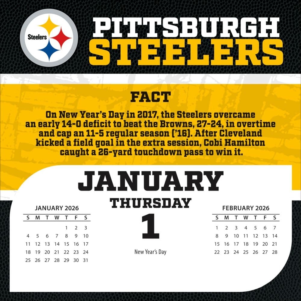 NFL Pittsburgh Steelers 2026 Desk Calendar