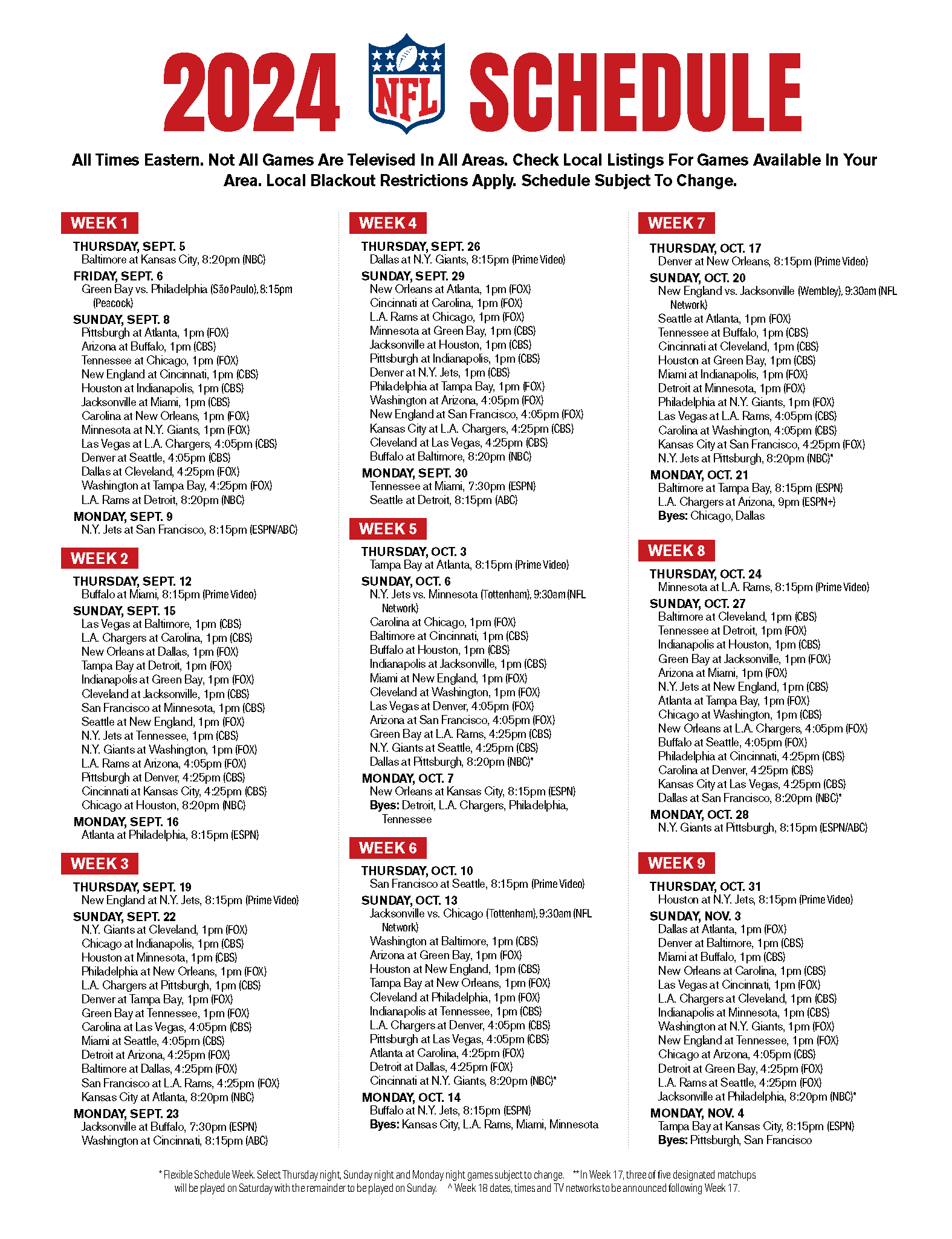 NFL Schedule The Franchise Sports Bar And Grill