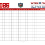 NFL Week 18 Pick em Master Sheet 2025 Free Printable