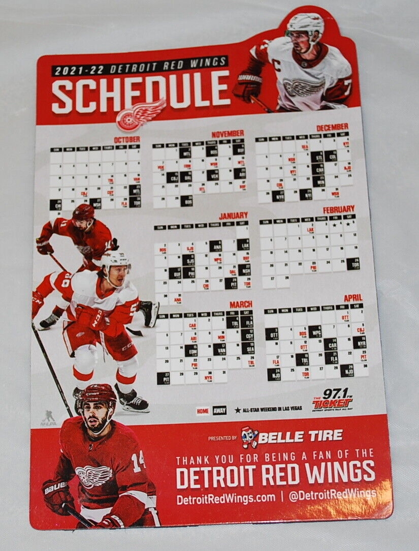 NHL Detroit Red Wings 2021 2022 Magnet Schedule