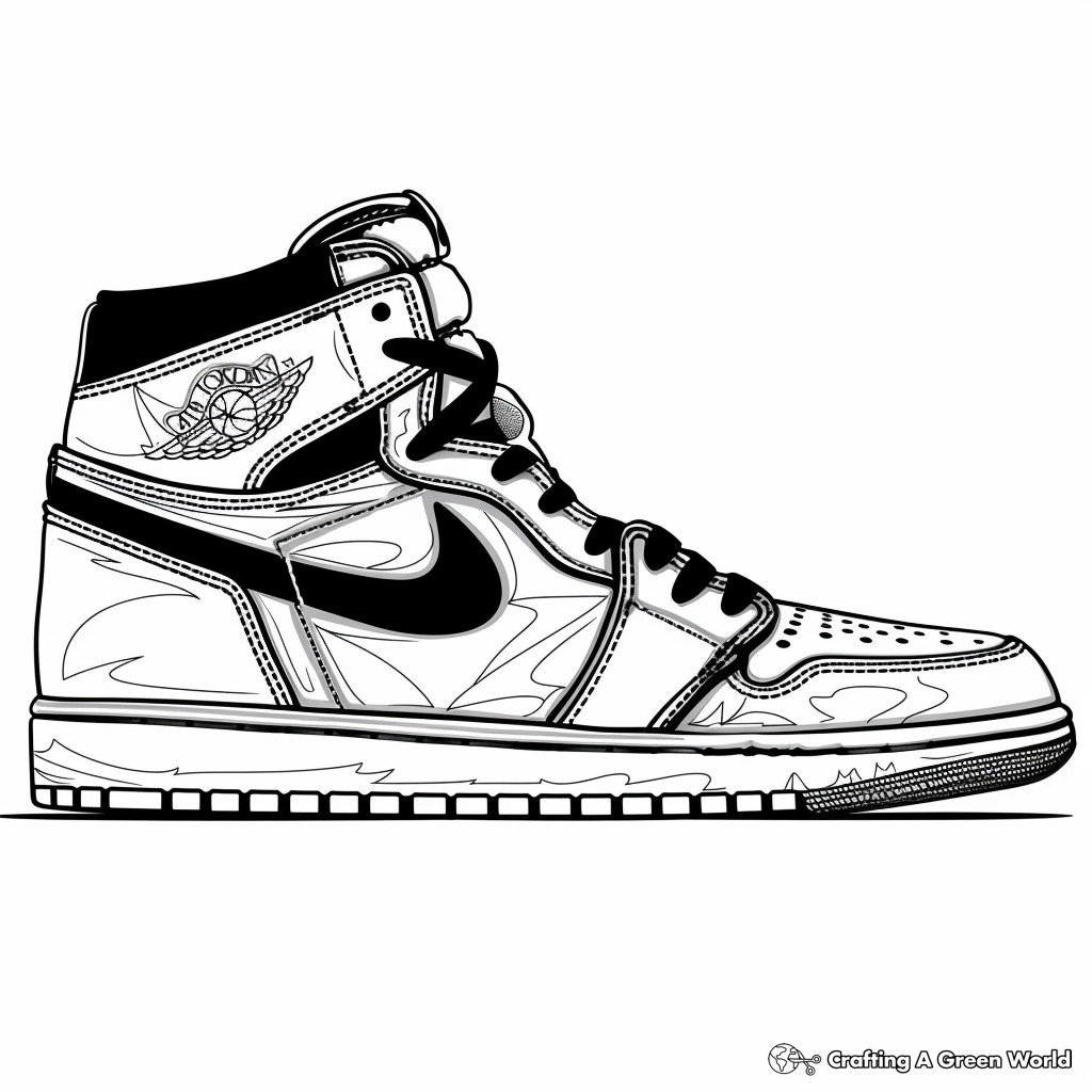 Nike Air Jordan 1 Coloring Pages Free U0026 Printable 