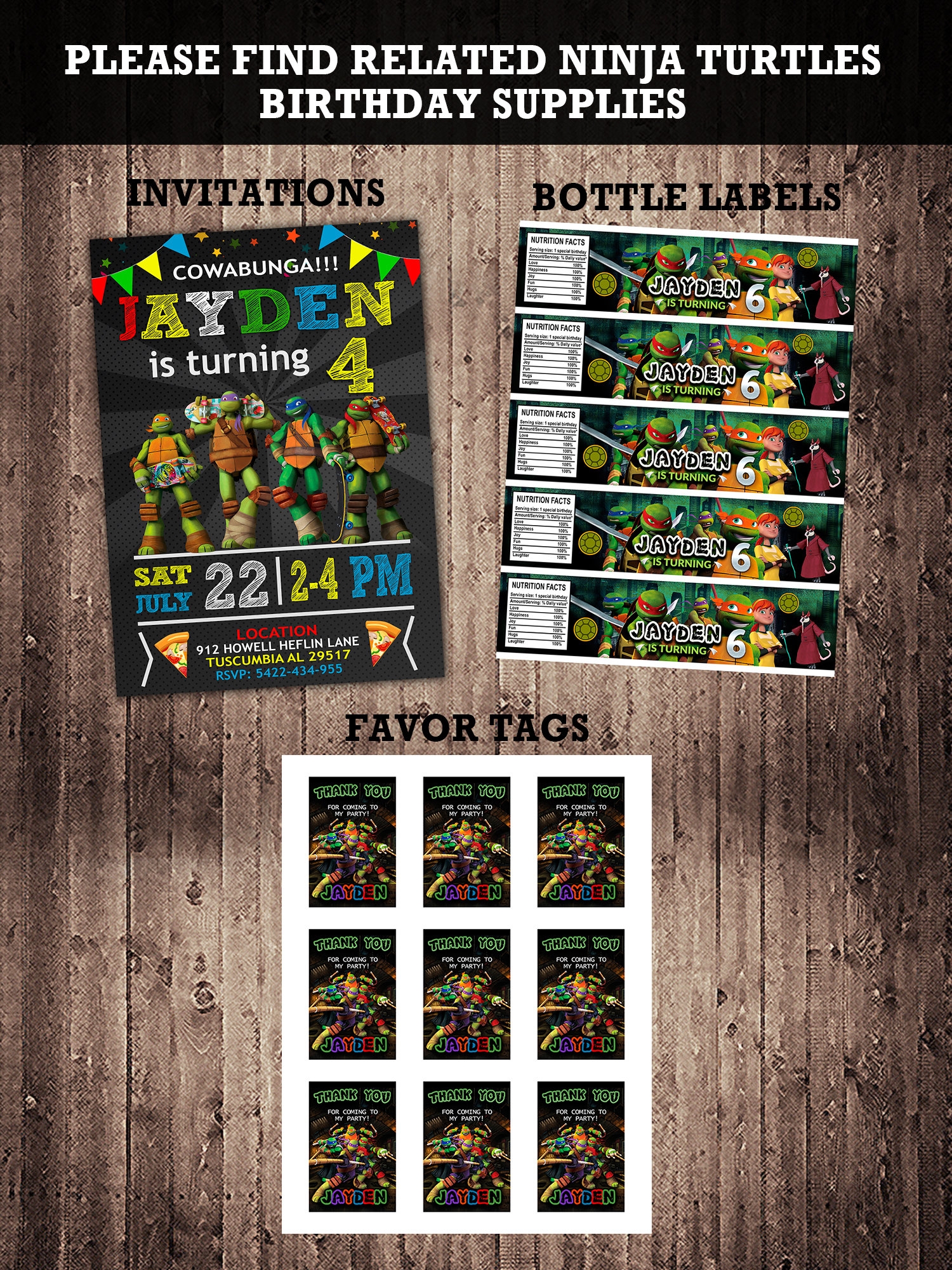 Ninja Turtles Water Bottle Labels Ninja Turtles Bottle Labels