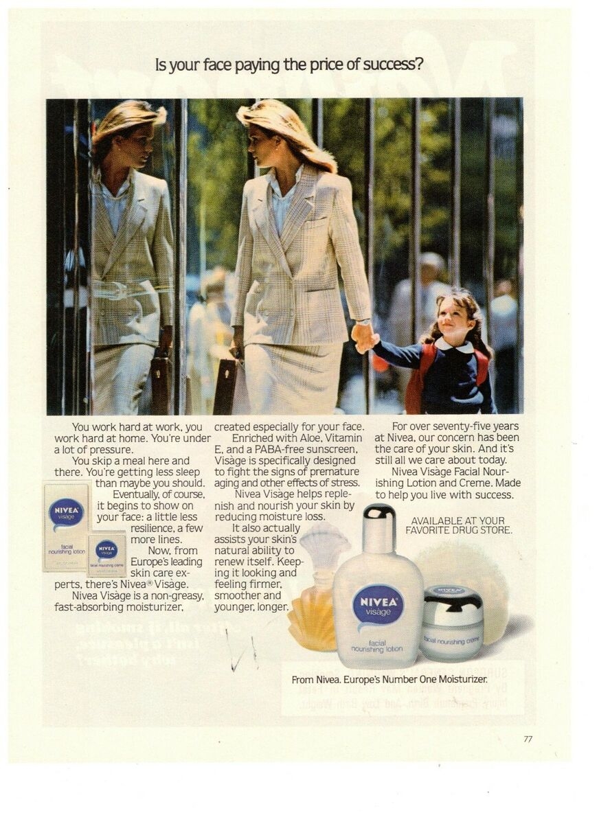 Nivea Visage Facial Lotion Price Of Success Vintage 1988 Print Ad EBay