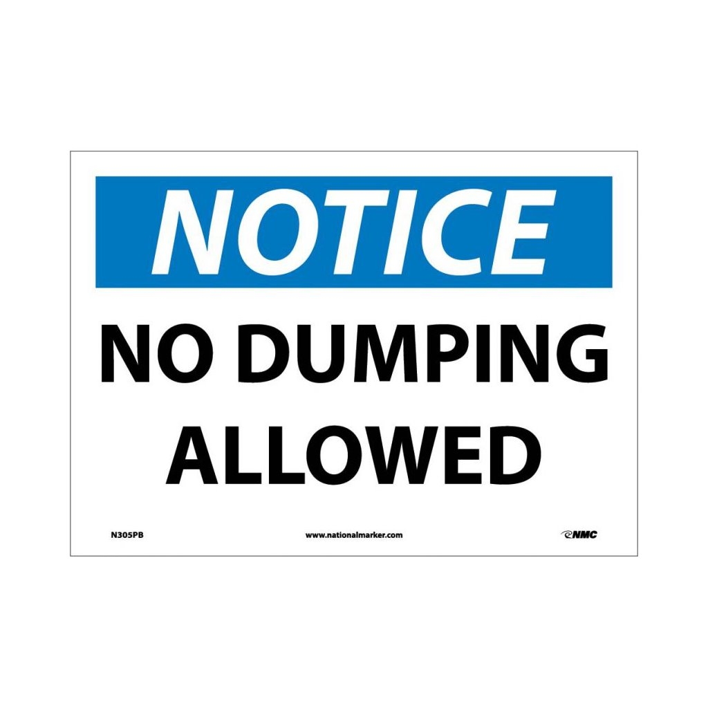 NMC No Dumping Allowed Adhesive Back Notice Sign