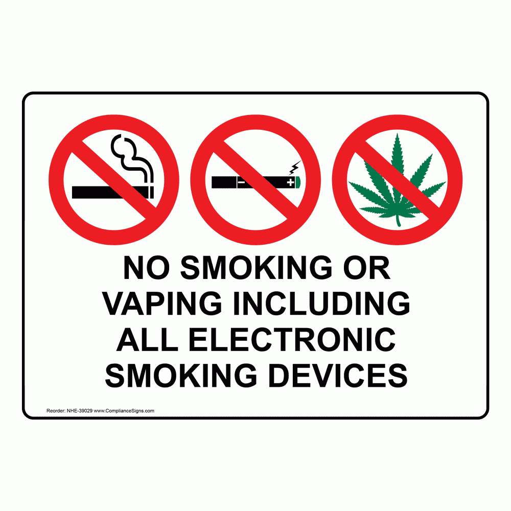 No Smoking Or Vaping Including All Sign With Symbol NHE 39029