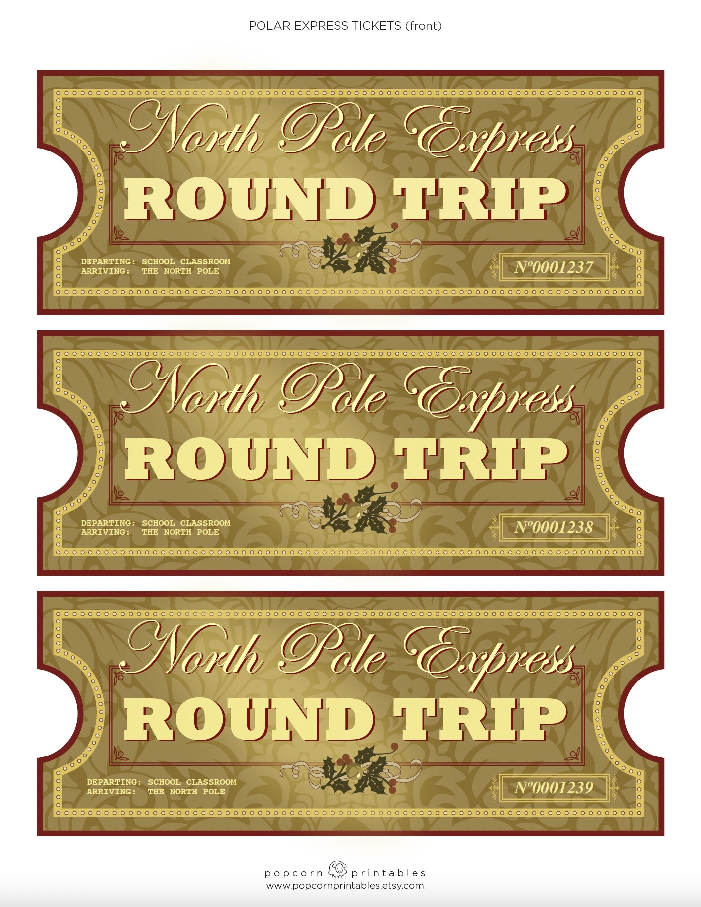 North Pole Express Tickets FULLY Editable Instant Download PDF 