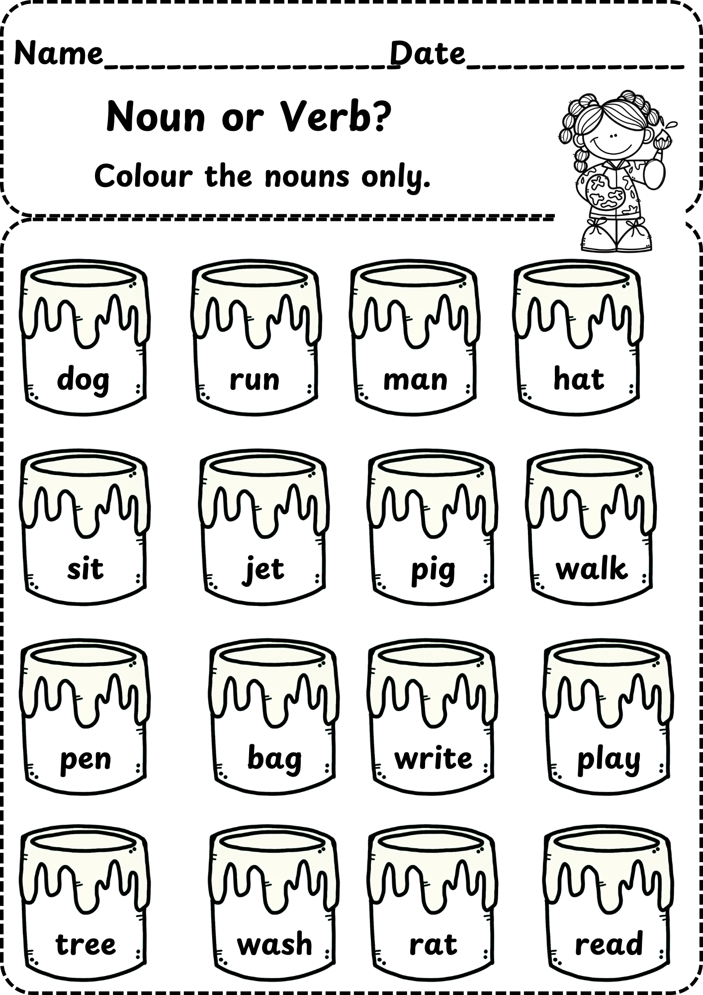 Noun Or Verb Grade 1 Worksheets Free Noun Worksheets Grade 1 