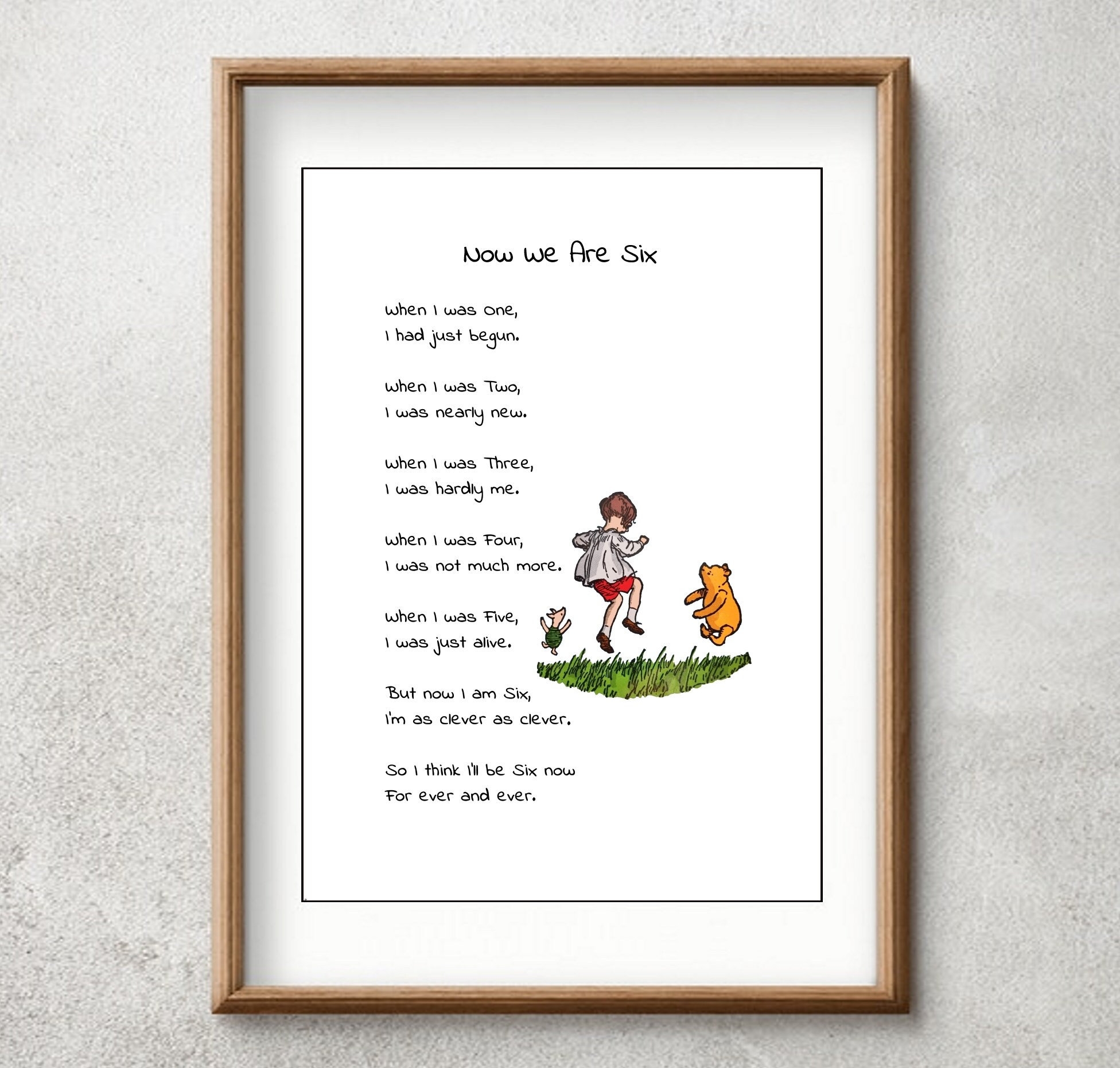 Now We Are Six A A Milne Poems Color Print When I Was One I Had Just Begun When I Was Two Winnie The Pooh Quote Poster Digital Download
