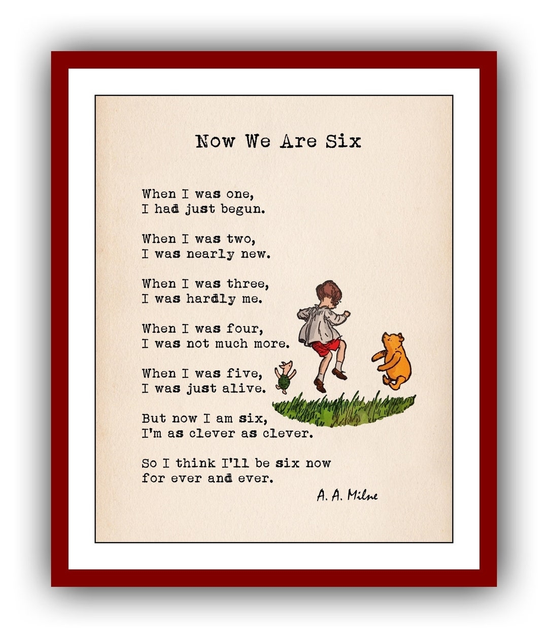 Now We Are Six A A Milne Poems When I Was One I Had Just Begun When I Was Two Winnie The Pooh Poster Instant Digital Download Etsy