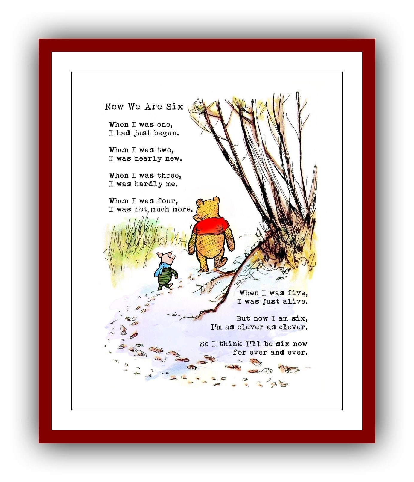 Now We Are Six A A Milne Poems When I Was One I Had Just Begun Winnie The Pooh Quote Poster Nursery Printable Instant Digital Download