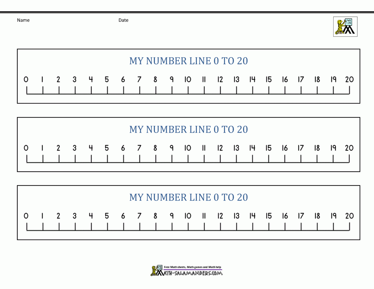 Number Line 0 To 20 Printables