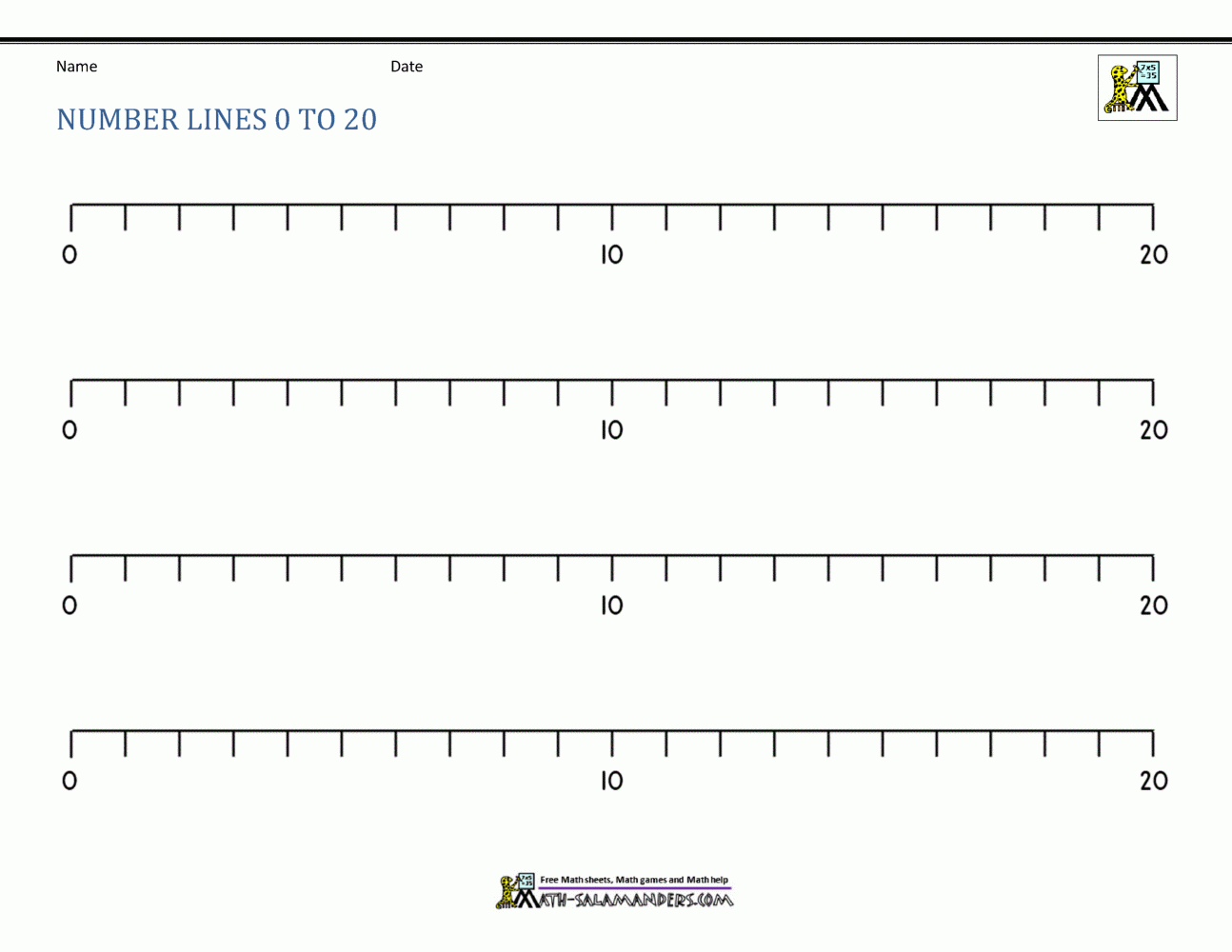 Number Line 0 To 20 Printables