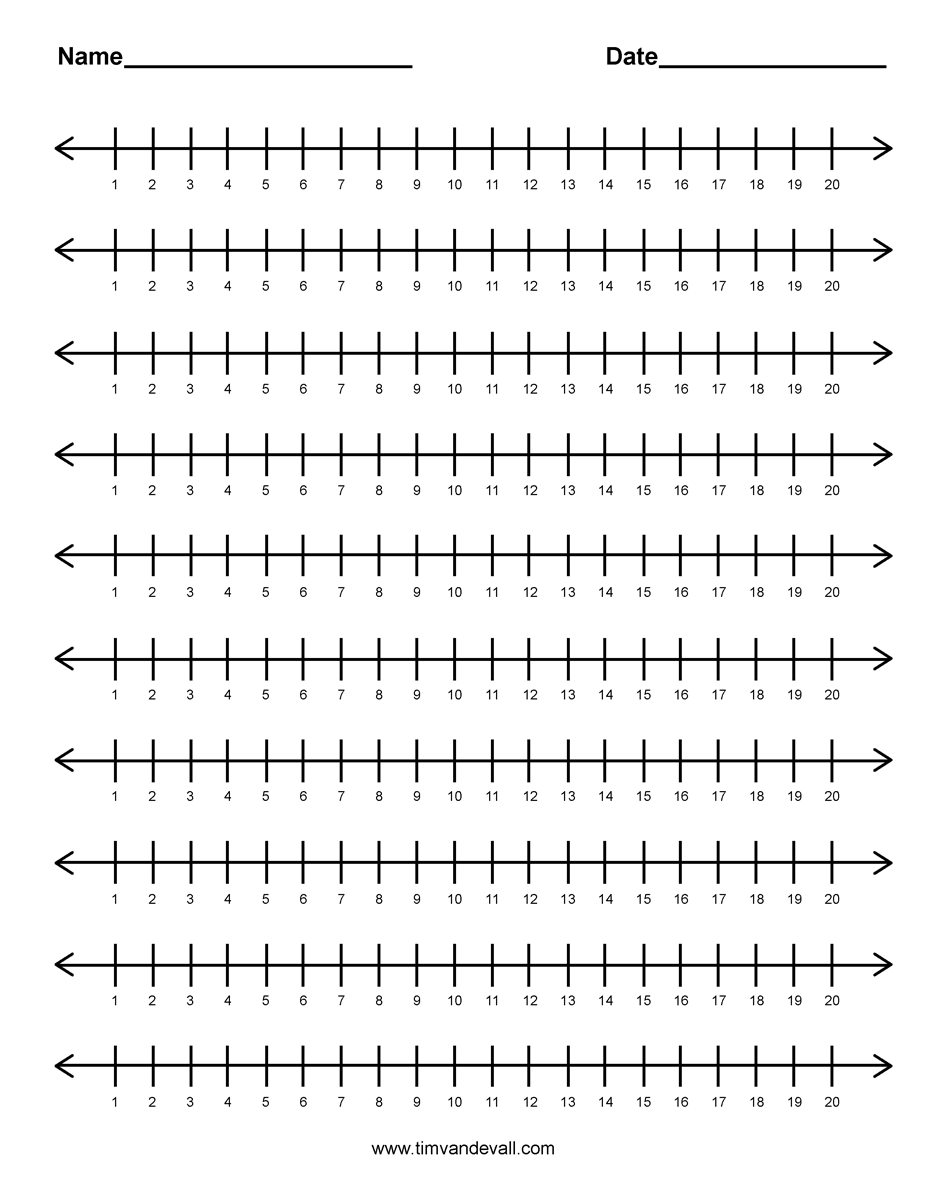 printable number line to 20
