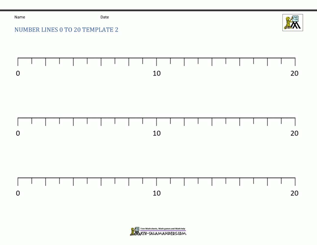 Number Line To 20 Worksheets